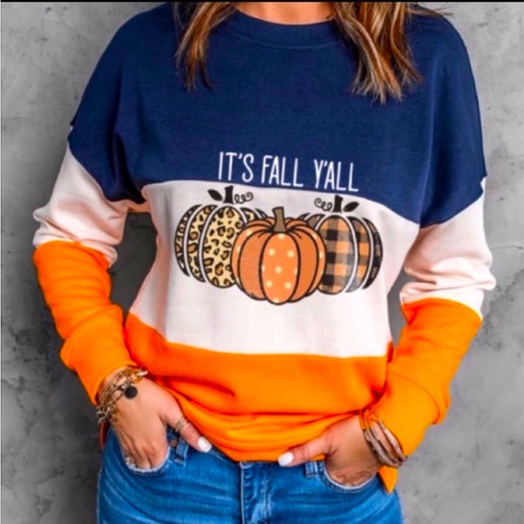 Colorblock Fall Graphic Sweatshirt - Picture 1 of 3